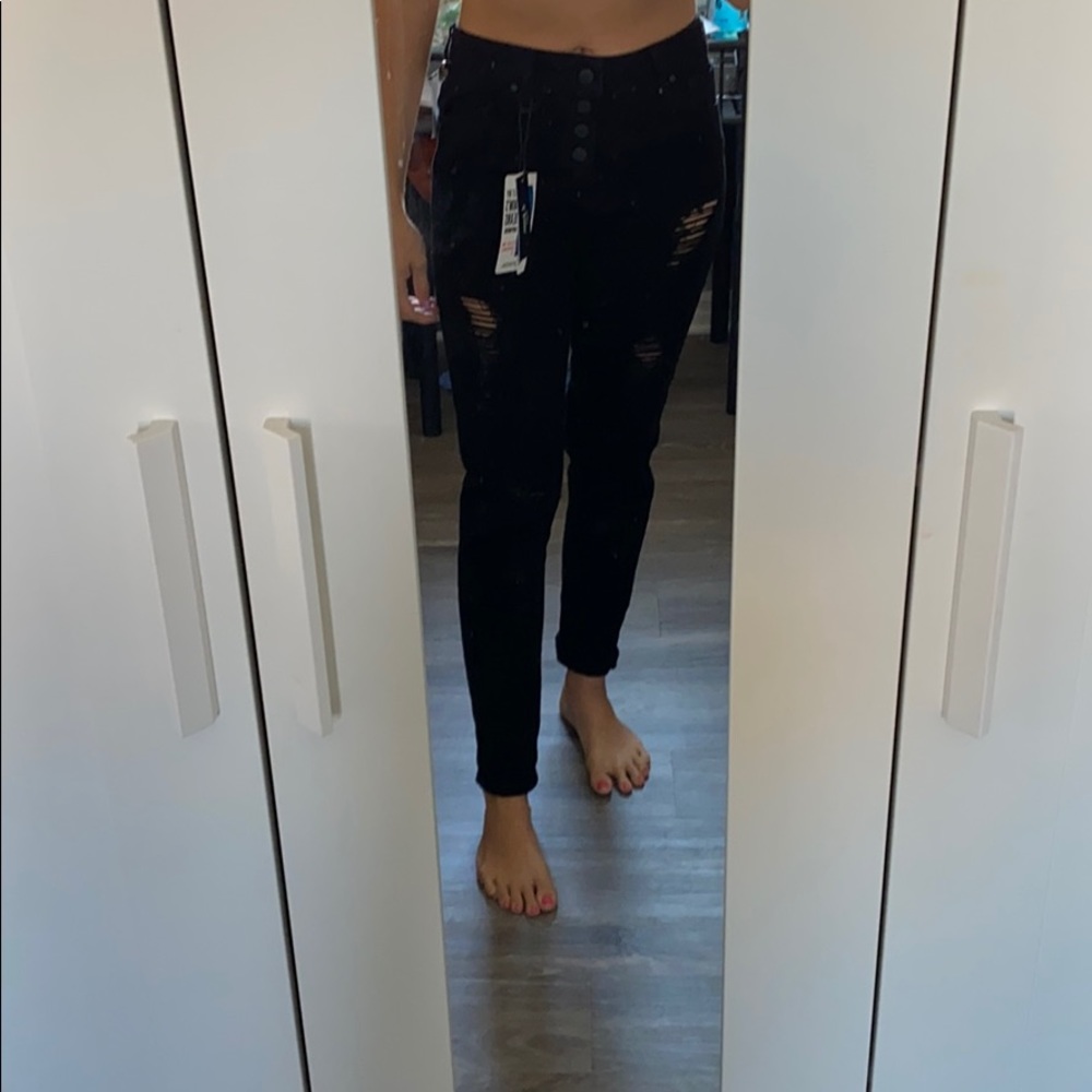 Black high rise denim jeans